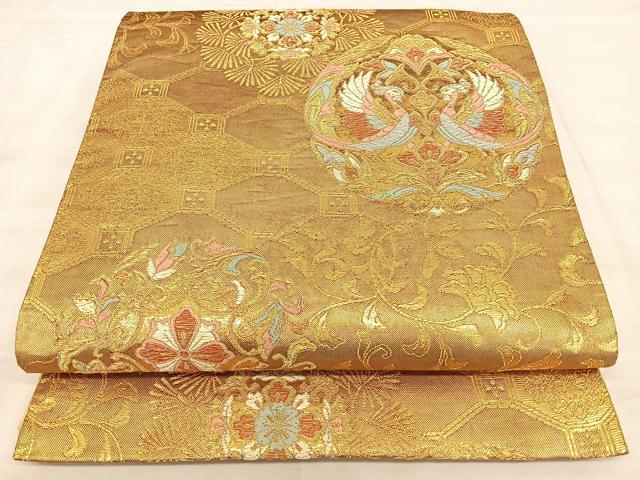 平和屋着物◎六通柄袋帯 唐織 花鳥唐草文 金銀糸 正絹 逸品 BAAW7092qw