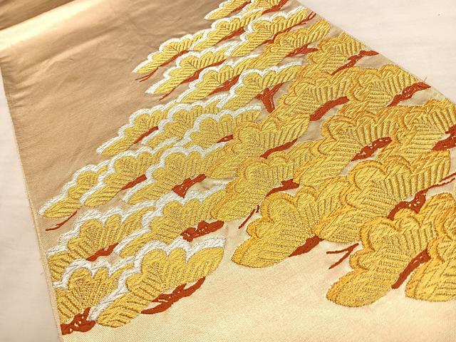 平和屋着物◎六通柄袋帯 唐織 枝松文 金銀糸 正絹 逸品 BAAW7107qw