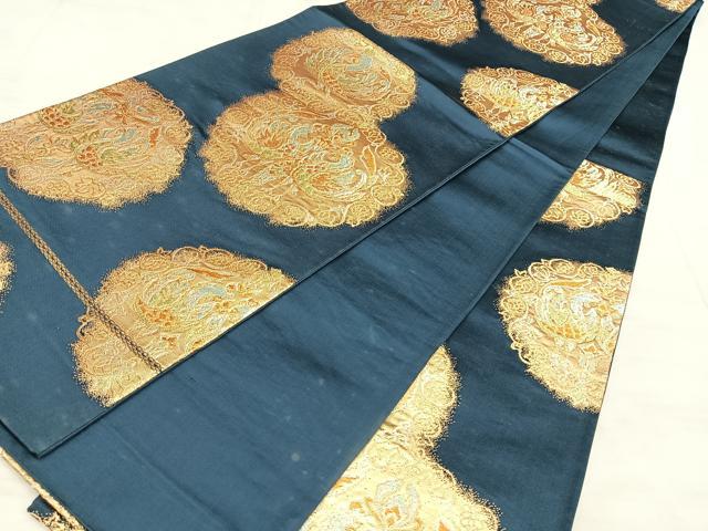平和屋着物◎六通柄袋帯 向かい鳥丸文 金銀糸 正絹 逸品 BAAW7117qw