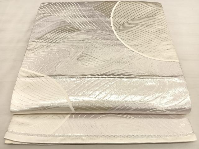 平和屋着物◎六通柄袋帯 流水文 銀糸 正絹 逸品 BAAW7132qw