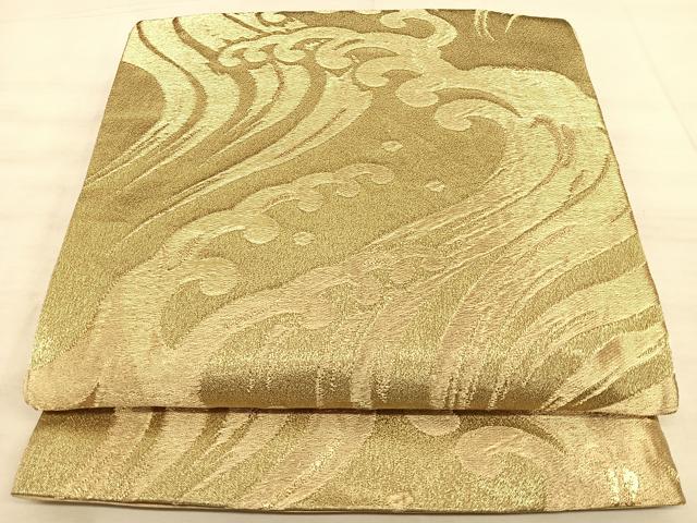 平和屋着物◎六通柄袋帯 立波文 金糸 正絹 逸品 BAAW7143qw