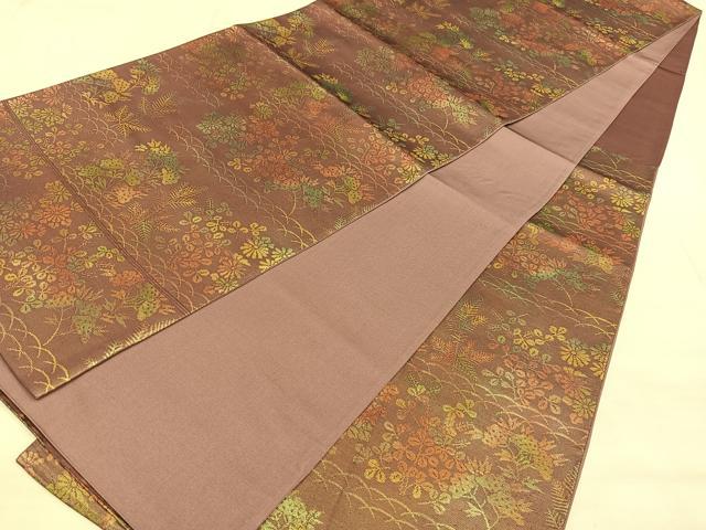 平和屋着物◎六通柄袋帯 草花文 金糸 引箔 正絹 逸品 BAAW7170qw