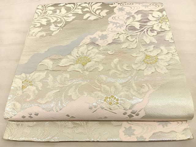平和屋着物◎六通柄袋帯 道長花唐草文 金銀糸 正絹 逸品 BAAW7176qw