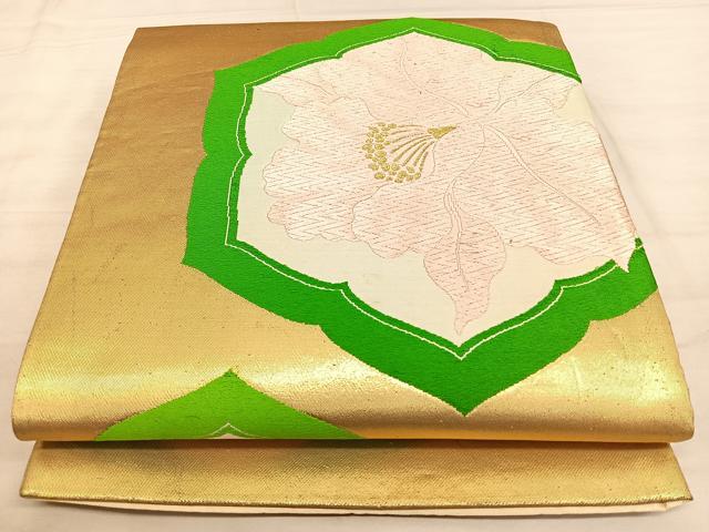 平和屋着物◎六通柄袋帯 唐織 カトレア 金糸 正絹 逸品 BAAW7182qw