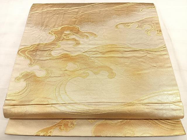 平和屋着物◎六通柄 京袋帯 立波文 金糸 正絹 逸品 BAAW7185qw