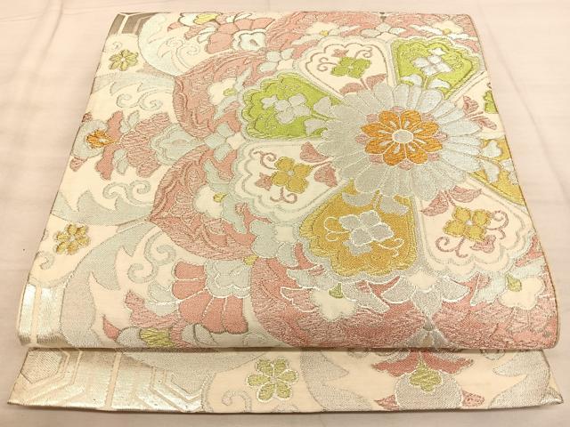 平和屋着物◎六通柄袋帯 唐織 正倉院花文 金銀糸 正絹 逸品 BAAW7203qw