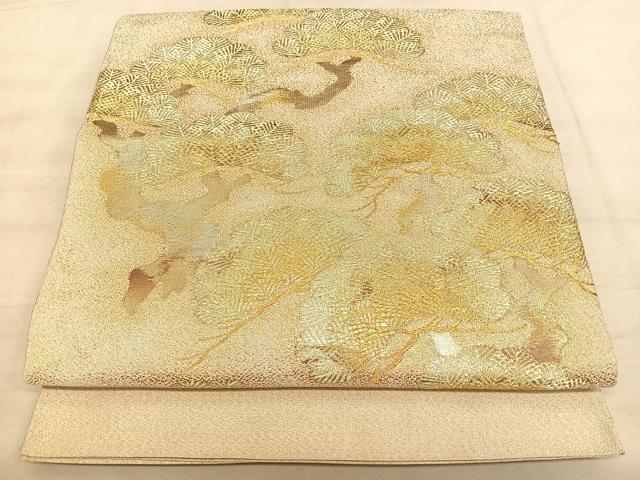 平和屋着物◎太鼓柄袋帯 唐織 綴れ 枝松文 金糸 正絹 逸品 BAAW7206qw