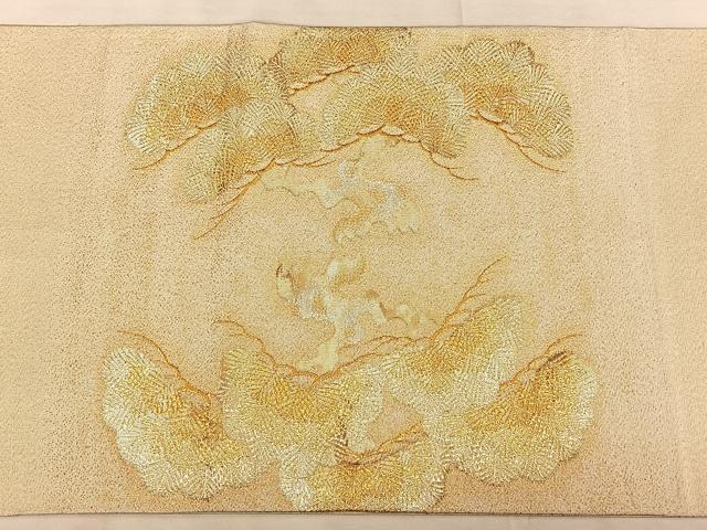 平和屋着物◎太鼓柄袋帯 唐織 綴れ 枝松文 金糸 正絹 逸品 BAAW7206qw