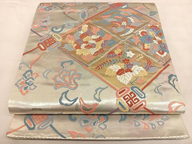 平和屋着物◎六通柄袋帯 唐織 蜀甲唐草文 金銀糸 正絹 逸品 BAAW7249qw