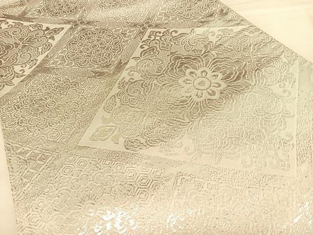 平和屋着物◎全通柄袋帯 天井花文 銀糸 正絹 逸品 BAAW7263qw