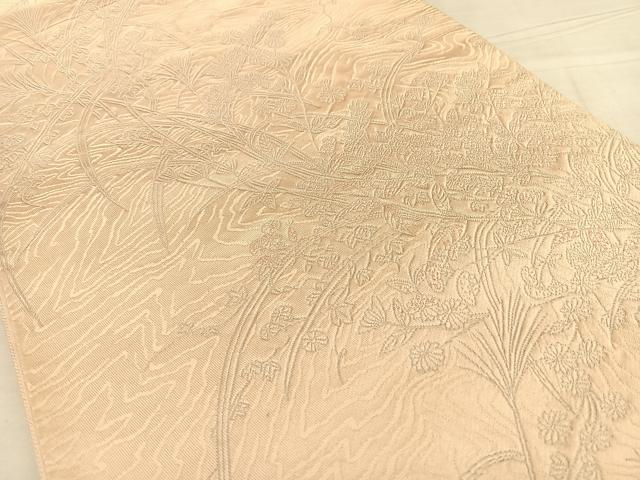 平和屋着物◎六通柄袋帯 唐織 草花文 銀糸 正絹 逸品 BAAW7281qw