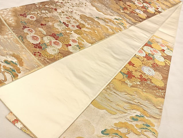 平和屋着物◎六通柄袋帯 唐織 蒔絵春秋 金銀糸 正絹 逸品 BAAW7310qw
