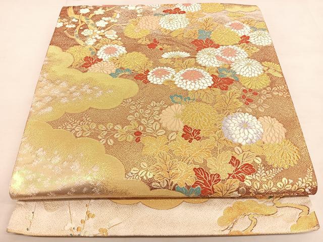 平和屋着物◎六通柄袋帯 唐織 蒔絵春秋 金銀糸 正絹 逸品 BAAW7310qw