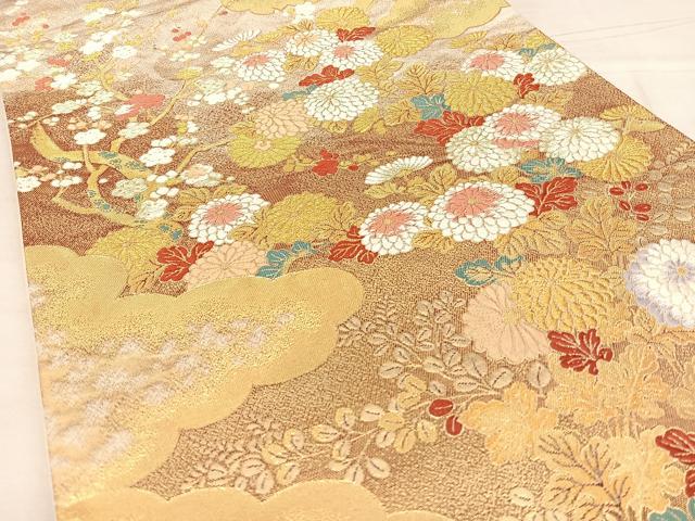 平和屋着物◎六通柄袋帯 唐織 蒔絵春秋 金銀糸 正絹 逸品 BAAW7310qw