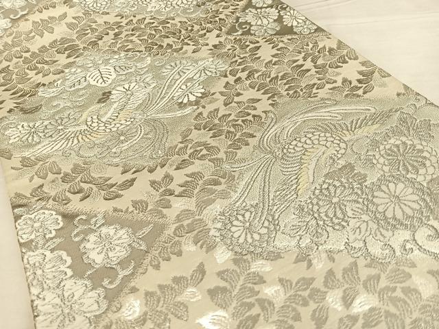 平和屋着物◎六通柄袋帯 花鳥菱文 プラチナ箔 正絹 逸品 BAAW7353qw