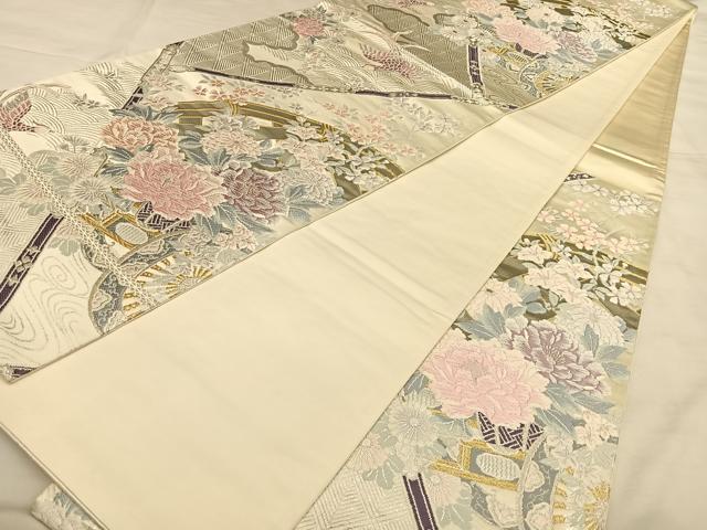 平和屋着物◎六通柄袋帯 唐織 京どんす プラチナ箔二重織 正絹 逸品 BAAW7366qw
