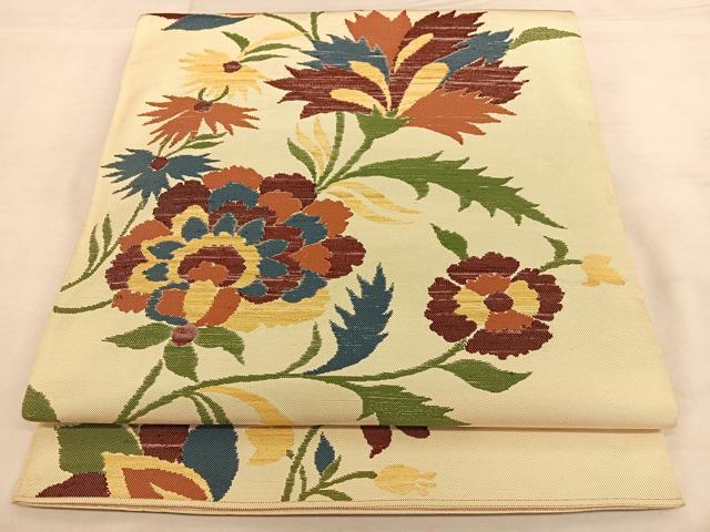 平和屋着物◎六通柄 本袋帯 更紗花唐草文 正絹 逸品 BAAW7370qw