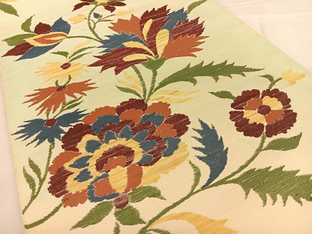 平和屋着物◎六通柄 本袋帯 更紗花唐草文 正絹 逸品 BAAW7370qw