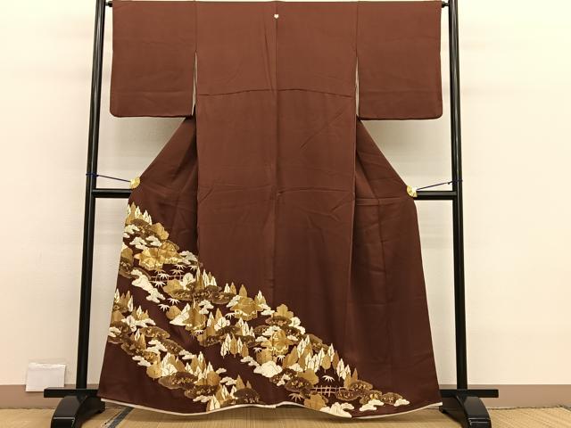 平和屋着物■豪華色留袖 駒刺繍 風景文 金彩 正絹 逸品 BAAW7595hv