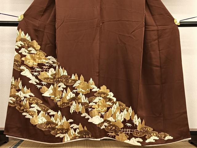 平和屋着物■豪華色留袖 駒刺繍 風景文 金彩 正絹 逸品 BAAW7595hv