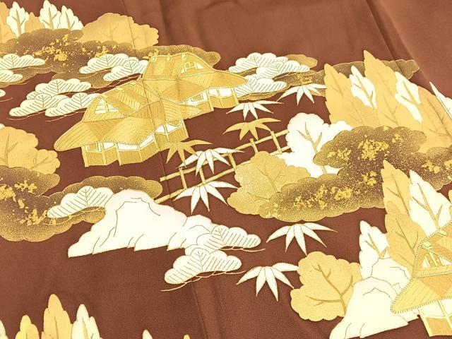 平和屋着物■豪華色留袖 駒刺繍 風景文 金彩 正絹 逸品 BAAW7595hv