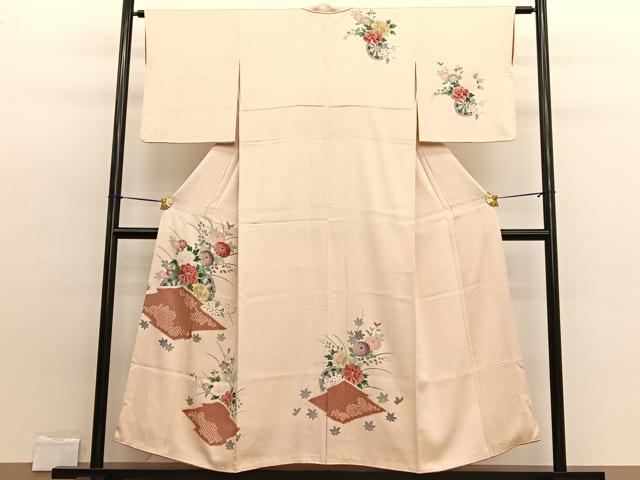 平和屋着物■訪問着 絞り 刺繍 花車文 正絹 逸品 BAAW7611hv