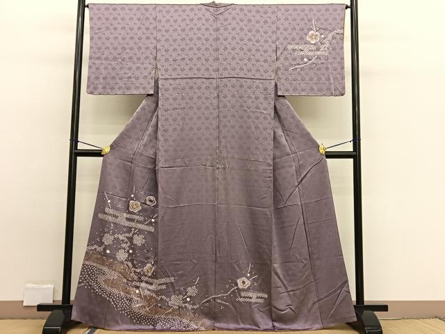 平和屋着物■訪問着 絞り 刺繍 エ霞梅文 金彩 正絹 逸品 BAAW7624hv