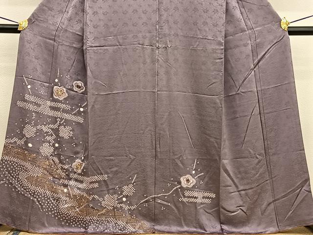平和屋着物■訪問着 絞り 刺繍 エ霞梅文 金彩 正絹 逸品 BAAW7624hv