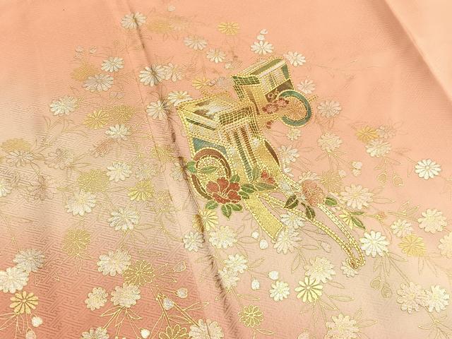 平和屋着物■訪問着 御所車花文 暈し染め 金銀彩 正絹 逸品 BAAW7630hv