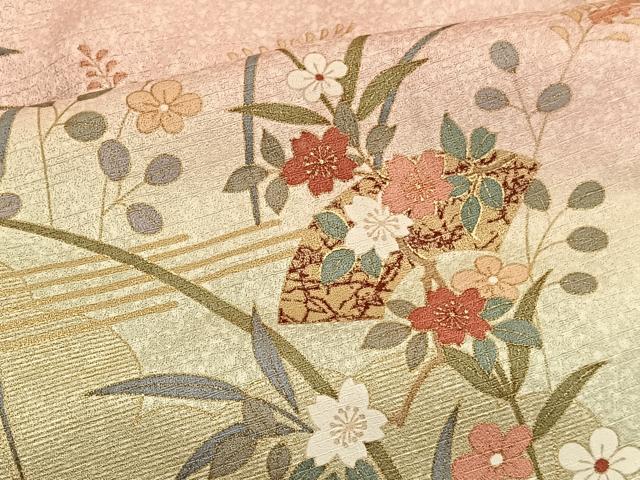 平和屋着物■訪問着 地紙花文 たたき染め 金彩 正絹 逸品 BAAW7631hv