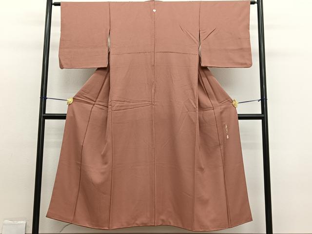 平和屋着物■本草木染作家 瑞寶 色無地 紋意匠 纁色 正絹 逸品 BAAW7647hv