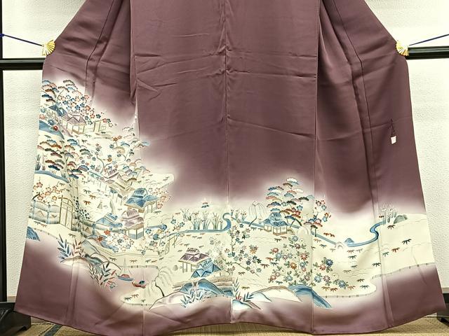 平和屋着物■友禅作家の巨匠 浅井青仁 色留袖 刺繍 松竹梅 御所解文 暈し染め 金彩 正絹 逸品 BAAW7660hv
