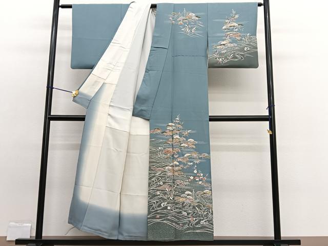 平和屋着物■訪問着 立波松竹梅 暈し染め 金彩 正絹 逸品 BAAW7673hv