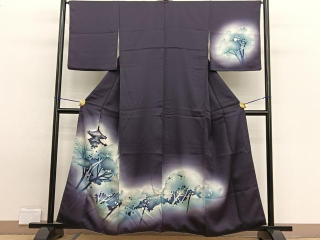 平和屋着物■訪問着 手描き 風景シルエット 暈し染め 正絹 逸品 BAAW7693hv