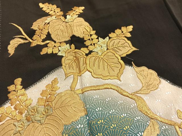 平和屋着物■豪華黒留袖 刺繍 桐花青海 暈し染め 金銀彩 正絹 逸品 BAAW7706hv