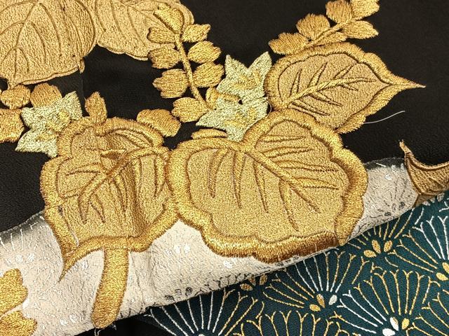 平和屋着物■豪華黒留袖 刺繍 桐花青海 暈し染め 金銀彩 正絹 逸品 BAAW7706hv