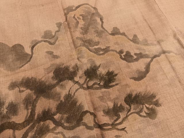 平和屋着物■訪問着 紬地 手描き 風景文 正絹 逸品 BAAW7711hv