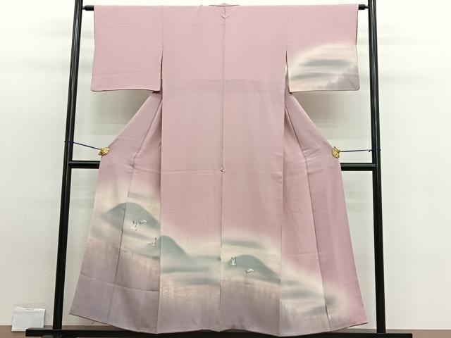 平和屋着物■訪問着 手描き 遠山飛鳥文 暈し染め 正絹 逸品 BAAW7727hv