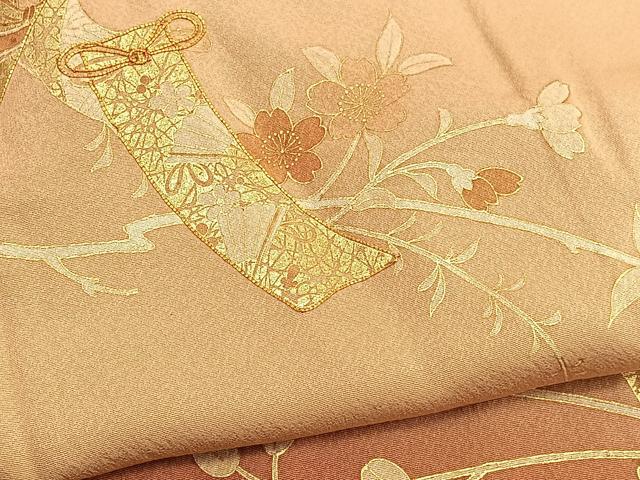 平和屋着物■訪問着 駒刺繍 短冊枝花文 暈し染め 金彩 正絹 逸品 BAAW7730hv