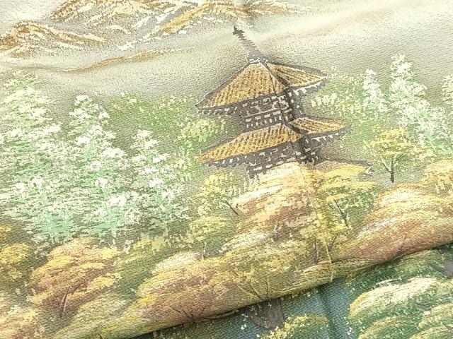 平和屋着物■訪問着 手描き 風景文 暈し染め 金彩 正絹 逸品 BAAW7731hv