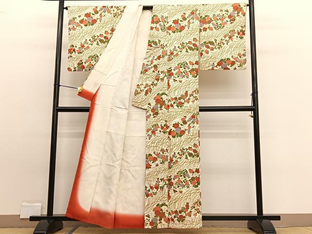 平和屋着物■上質な小紋 草花文 金彩 正絹 逸品 BAAW7760hv