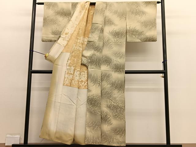 平和屋着物■上質な小紋 枝葉文 ろうけつ染め 暈し染め 正絹 逸品 BAAW7762hv