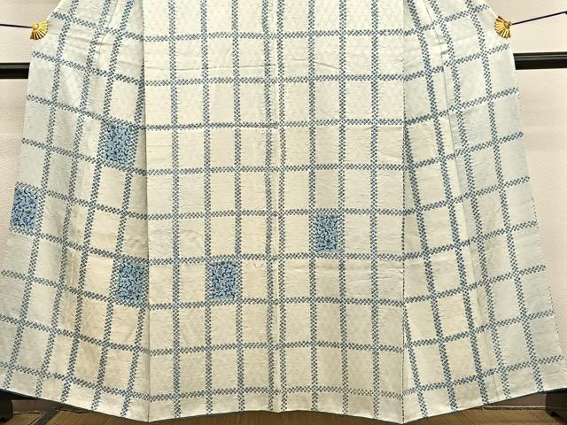 平和屋着物■訪問着 絞り 格子花唐草文 正絹 逸品 BAAW7772hv