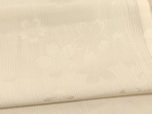 平和屋着物■長襦袢 無双仕立て ふくれ織 桜地紋 正絹 逸品 未使用 BAAW7782hv