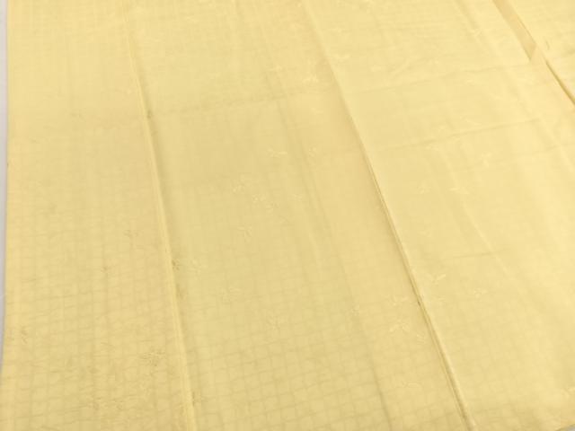 平和屋着物■上質な色無地 格子舞蝶地紋 卵色 正絹 逸品 未使用 BAAW7803hv