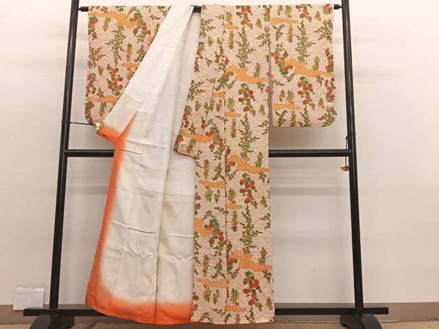 平和屋着物■上質な小紋 総絞り 草花文 正絹 逸品 BAAW7810hv