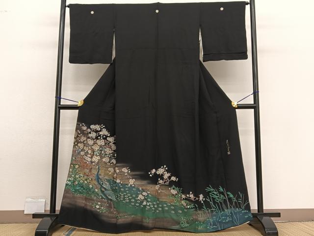 平和屋着物■豪華黒留袖 作家物 手描き 花鳥風月 金彩 正絹 逸品 BAAW7819hv