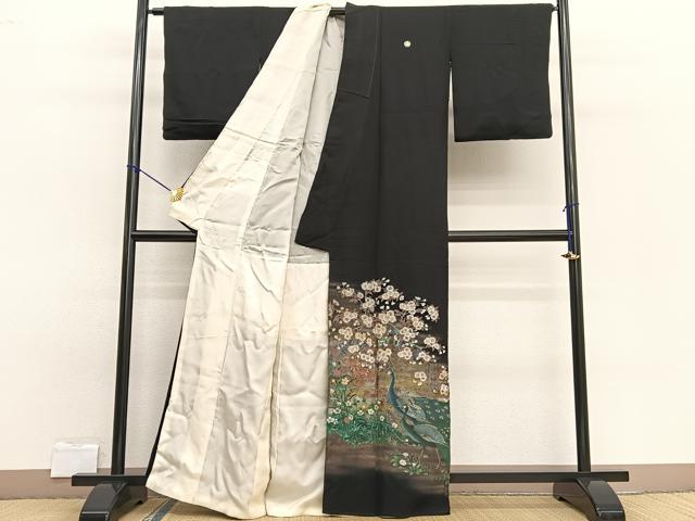 平和屋着物■豪華黒留袖 作家物 手描き 花鳥風月 金彩 正絹 逸品 BAAW7819hv