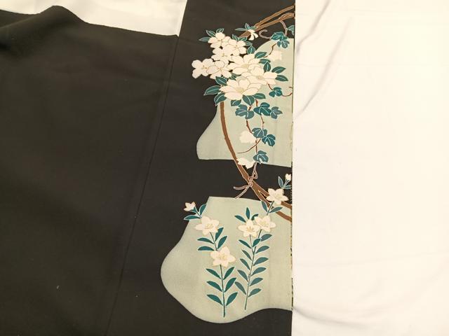 平和屋着物■豪華黒留袖 駒刺繍 花鳥文 暈し染め 金銀彩 正絹 逸品 BAAW7821hv
