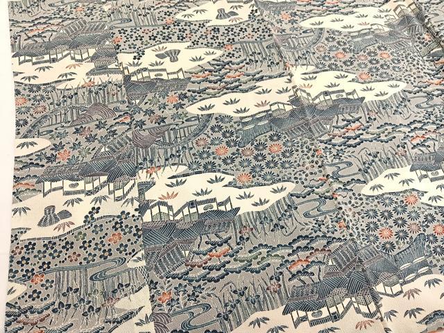 平和屋着物■上質な小紋 型染め 松竹梅御所解文 鬼しぼ縮緬 正絹 逸品 BAAW7828hv
